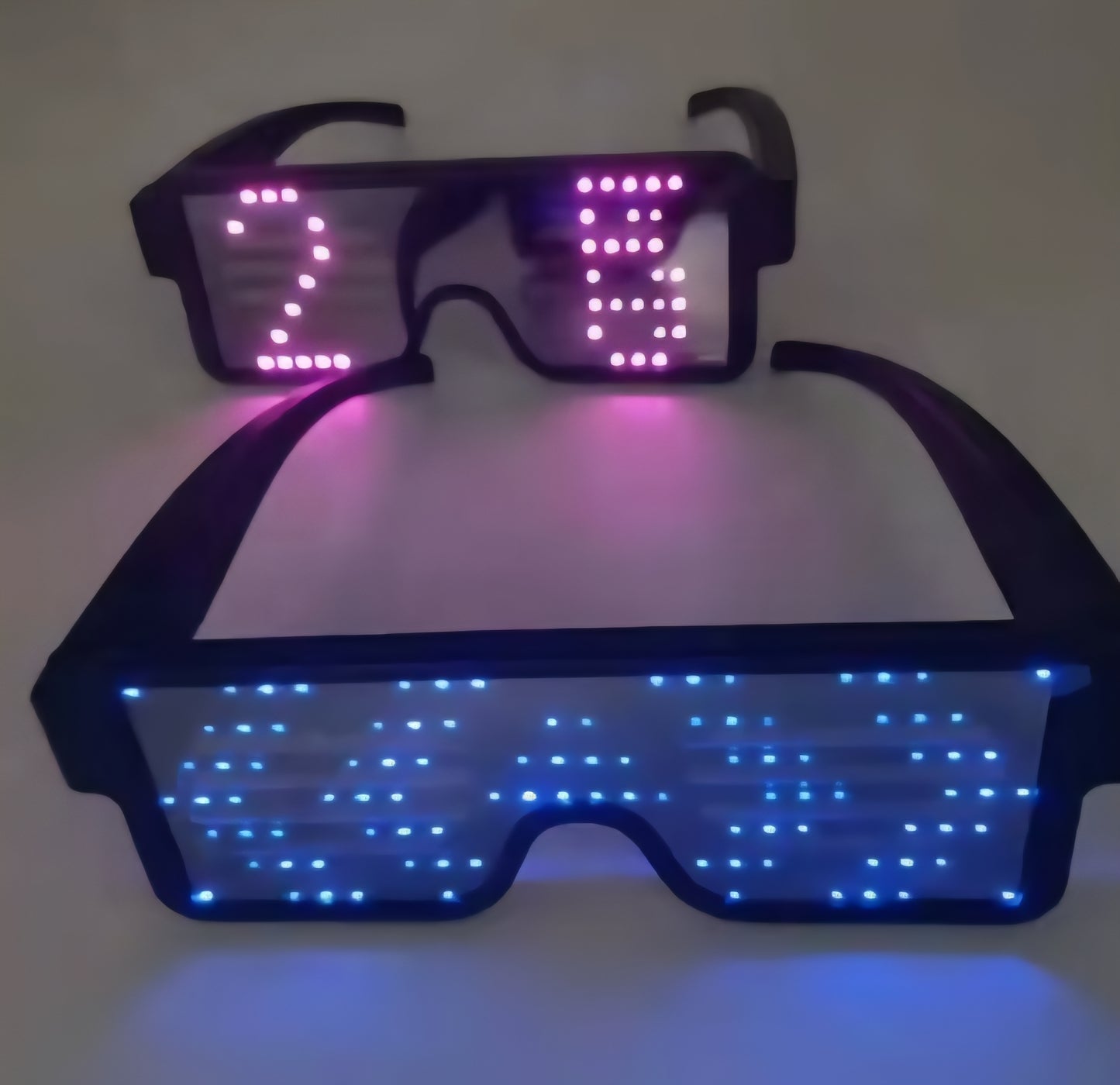 Party Brille LED rot oder blau mit 8 animierten Motiven NEU