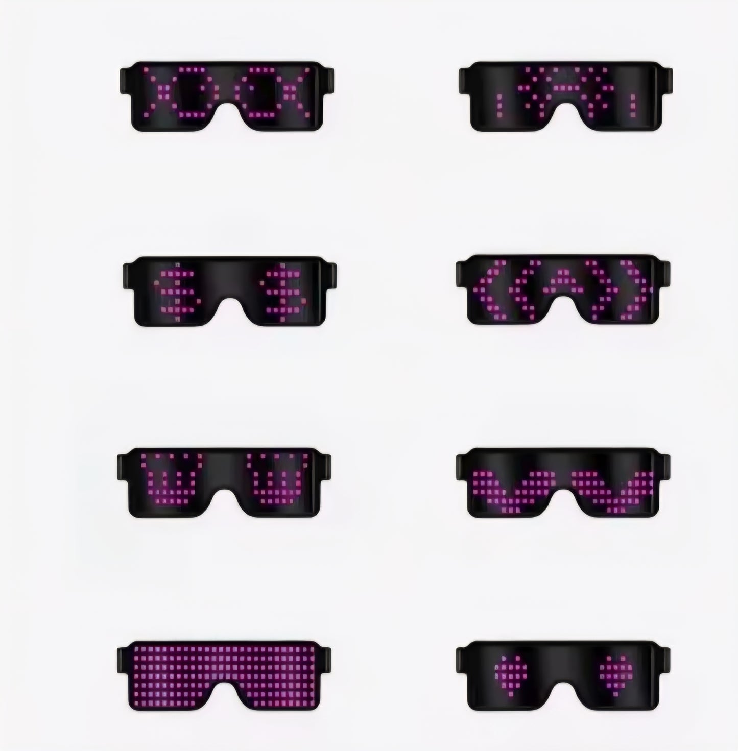 Party Brille LED rot oder blau mit 8 animierten Motiven NEU